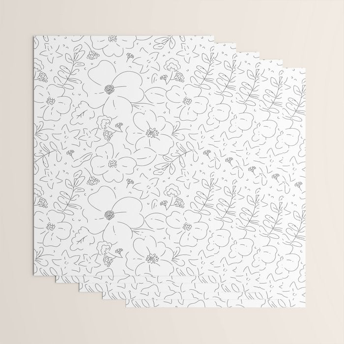 Black and white flower art pattern Wrapping Paper Gallery Image 3