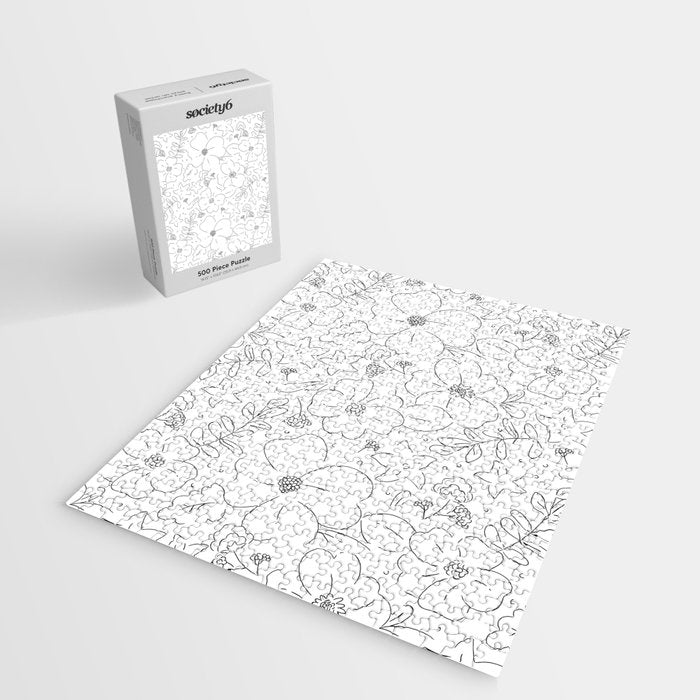 Black and white flower art pattern Jigsaw Puzzle Gallery Image 2