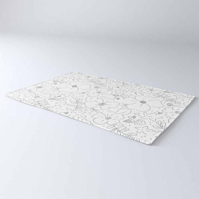 Black and white flower art pattern Rug Gallery Image 3