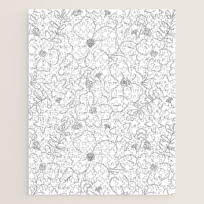 Black and white flower art pattern Jigsaw Puzzle Gallery Image 1