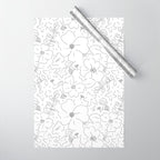 Black and white flower art pattern Wrapping Paper Gallery Image 1