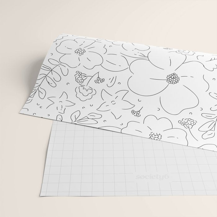 Black and white flower art pattern Wrapping Paper Gallery Image 2