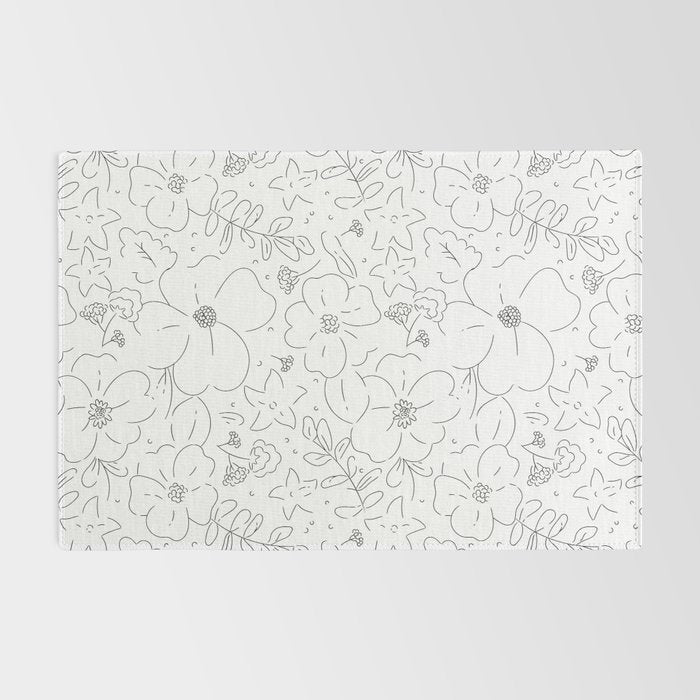 Black and white flower art pattern Rug Gallery Image 2