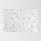 Black and white flower art pattern Rug Gallery Image 2