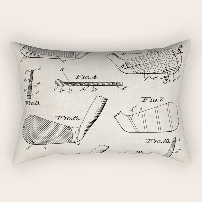 Golf Clubs Patent - Golfing Art - Antique Rectangular Pillow Gallery Image 2