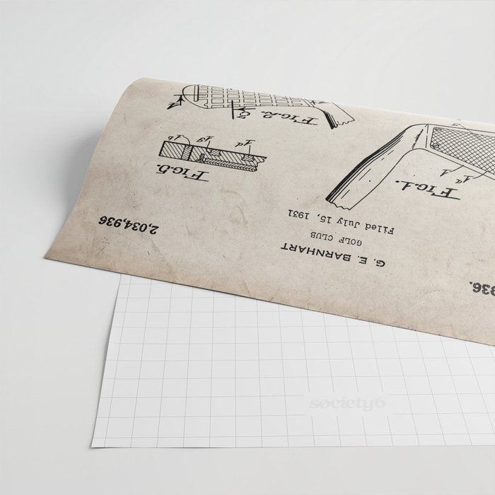 Golf Clubs Patent - Golfing Art - Antique Wrapping Paper Gallery Image 2