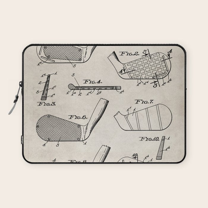 Golf Clubs Patent - Golfing Art - Antique Laptop Sleeve Gallery Image 1