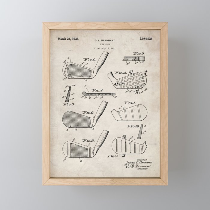 Golf Clubs Patent - Golfing Art - Antique Mini Art Print Gallery Image 1