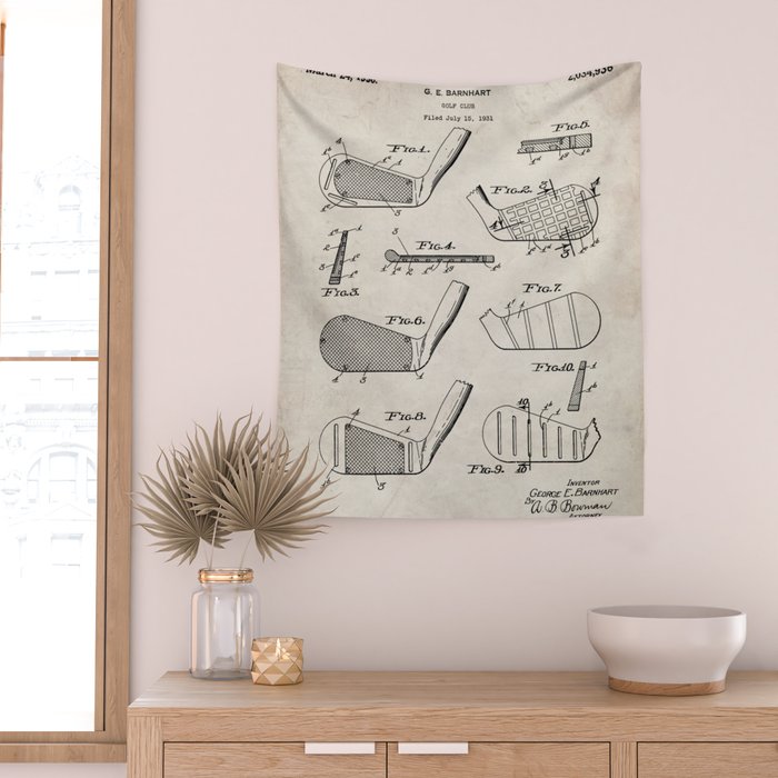 Golf Clubs Patent - Golfing Art - Antique Wall Tapestry Gallery Image 2