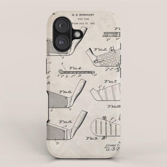 Golf Clubs Patent - Golfing Art - Antique iPhone Case Gallery Image 1