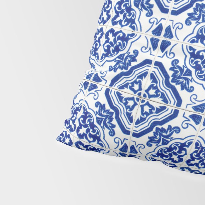 Mediterranean Tile Pattern Portuguese Azulejos Art Pillow Sham Gallery Image 4