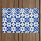 Mediterranean Tile Pattern Portuguese Azulejos Art Outdoor Rug Gallery Image 1