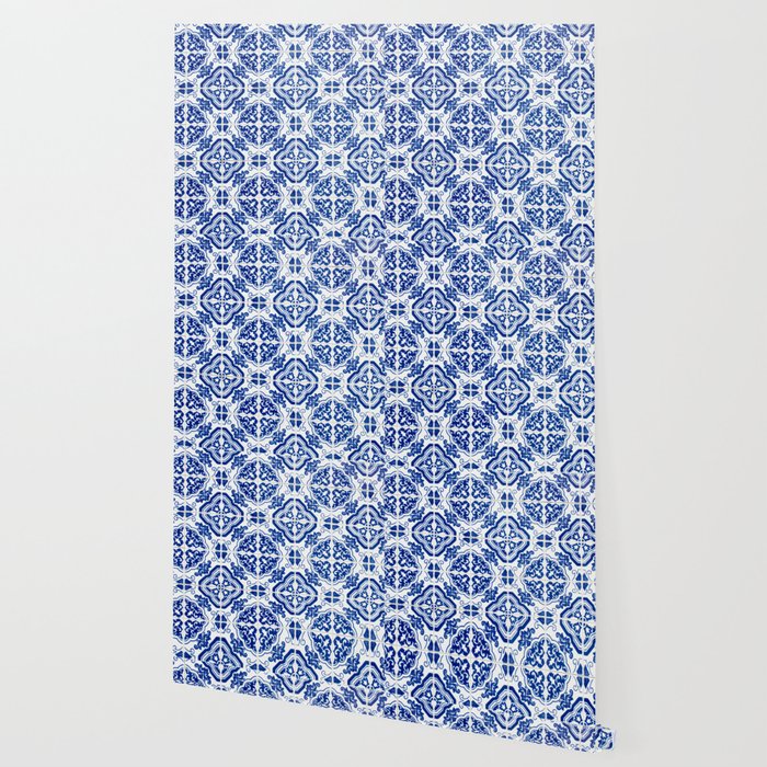 Mediterranean Tile Pattern Portuguese Azulejos Art Wallpaper Gallery Image 2