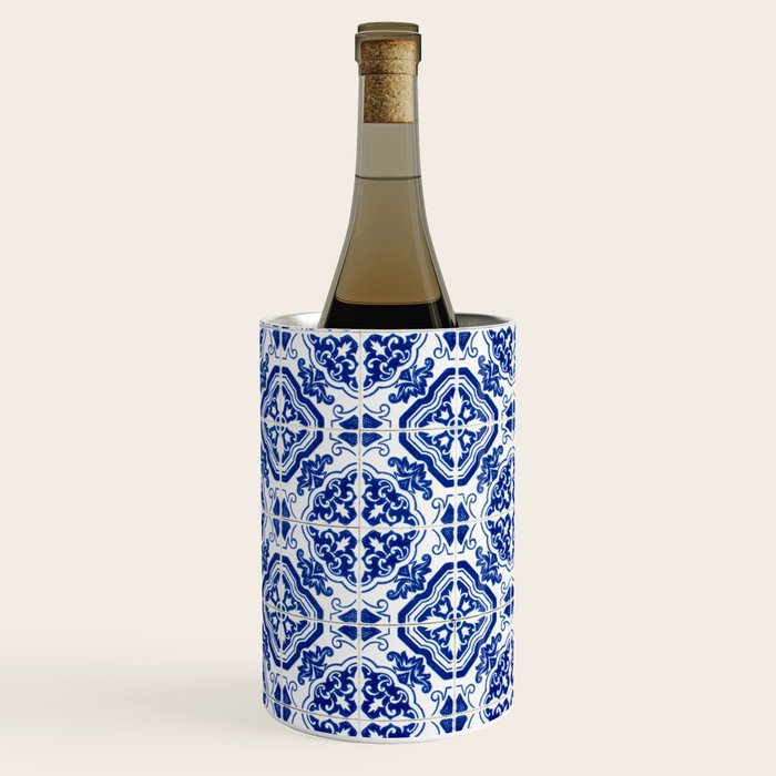 Mediterranean Tile Pattern Portuguese Azulejos Art Wine Chiller Gallery Image 2