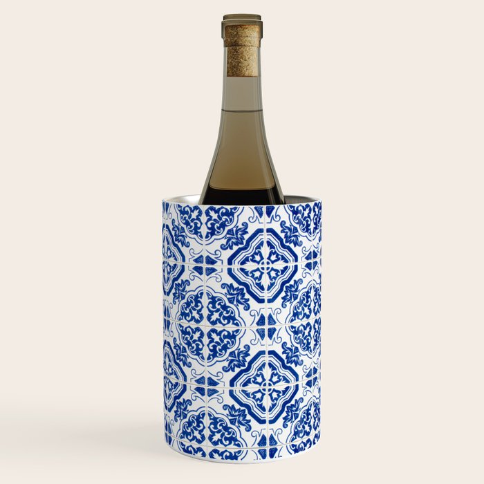 Mediterranean Tile Pattern Portuguese Azulejos Art Wine Chiller Gallery Image 3