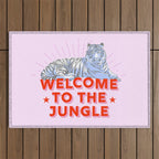welcome to the jungle - retro tiger Outdoor Rug Gallery Image 1
