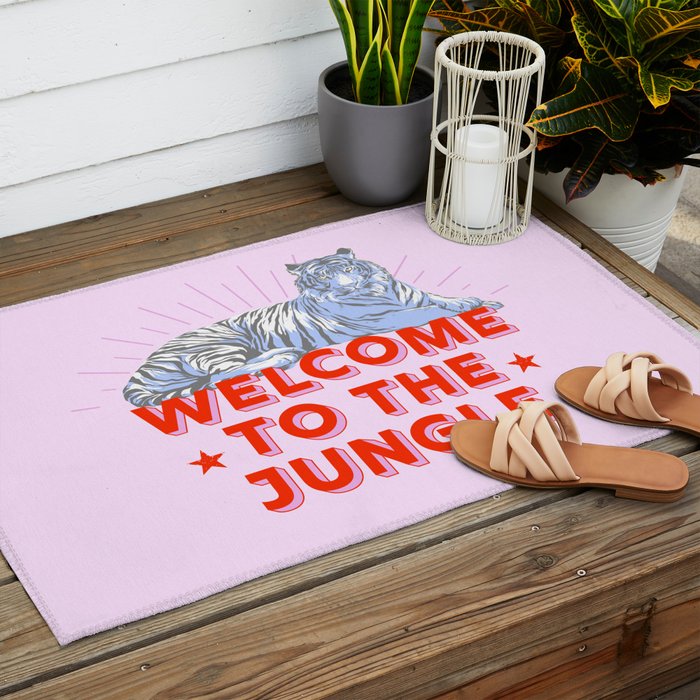 welcome to the jungle - retro tiger Outdoor Rug Gallery Image 2