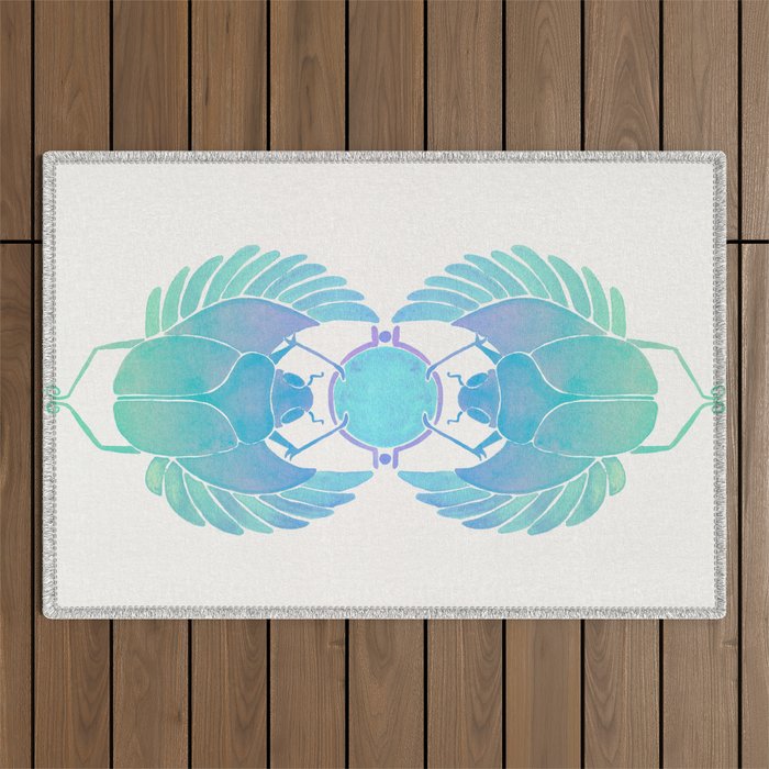 Egyptian Scarab - Turquoise OmbrÃ© Outdoor Rug Gallery Image 1