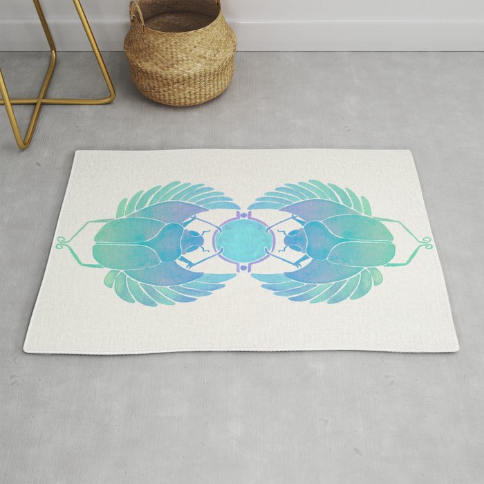 Egyptian Scarab - Turquoise OmbrÃ© Rug Gallery Image 1