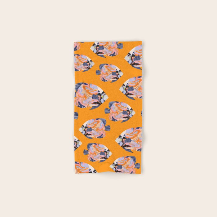 Colorful Tropical Fish and Abstract Ocean Art Bath Towel Gallery Image 1