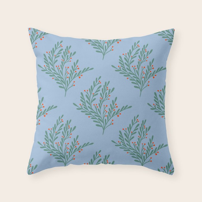 Seasonal branches with berries Throw Pillow Gallery Image 6