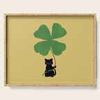 Cat with clover Serving Tray Gallery Image 1