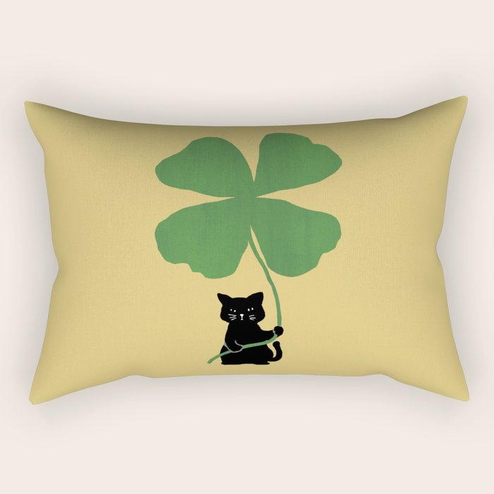 Cat with clover Rectangular Pillow Gallery Image 1
