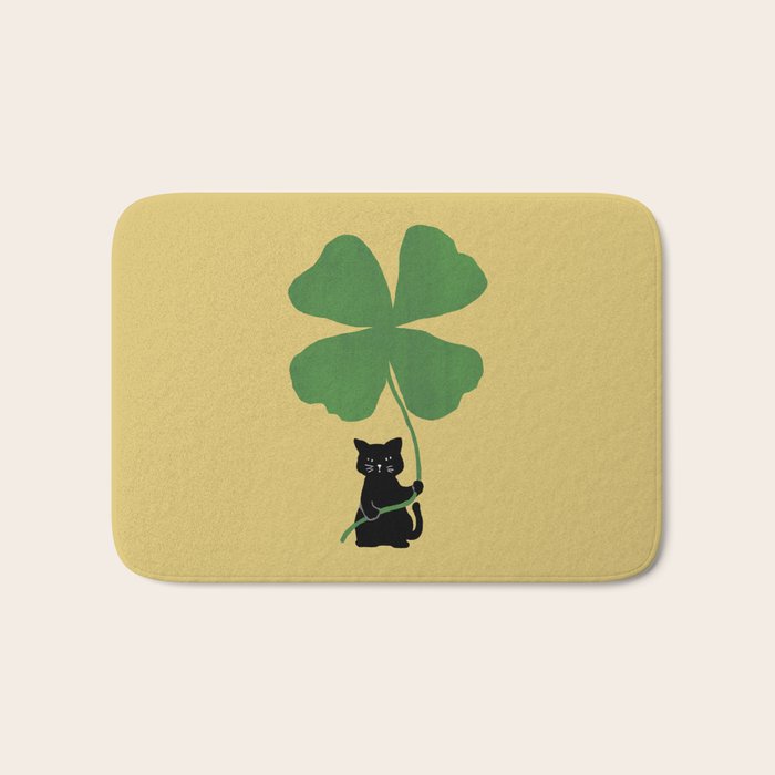 Cat with clover Bath Mat Gallery Image 1