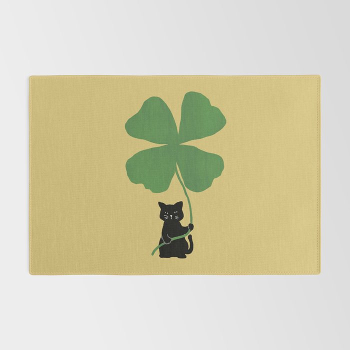 Cat with clover Rug Gallery Image 2