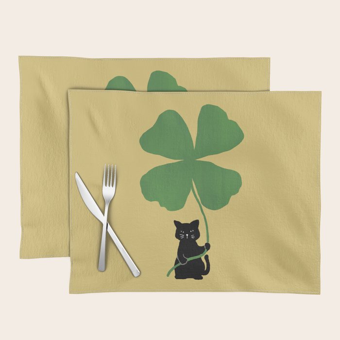 Cat with clover Placemat Gallery Image 1
