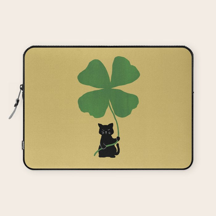 Cat with clover Laptop Sleeve Gallery Image 1