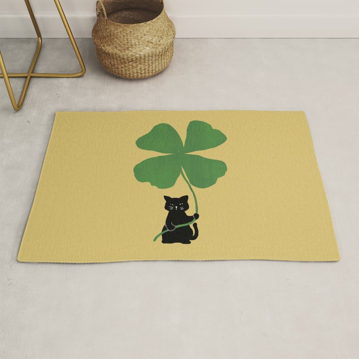 Cat with clover Rug Gallery Image 1