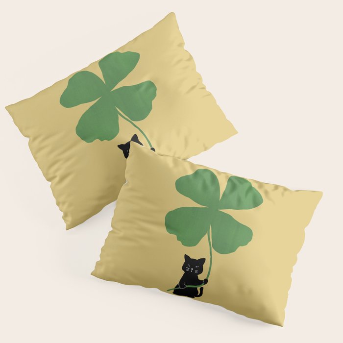 Cat with clover Pillow Sham Gallery Image 1