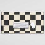 Beige & Black Check, Modern Checkerboard  Desk Mat Gallery Image 1