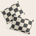 Beige & Black Check, Modern Checkerboard  Pillow Sham Gallery Image 3