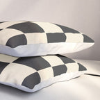 Beige & Black Check, Modern Checkerboard  Pillow Sham Gallery Image 3