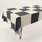 Beige & Black Check, Modern Checkerboard  Tablecloth Gallery Image 1