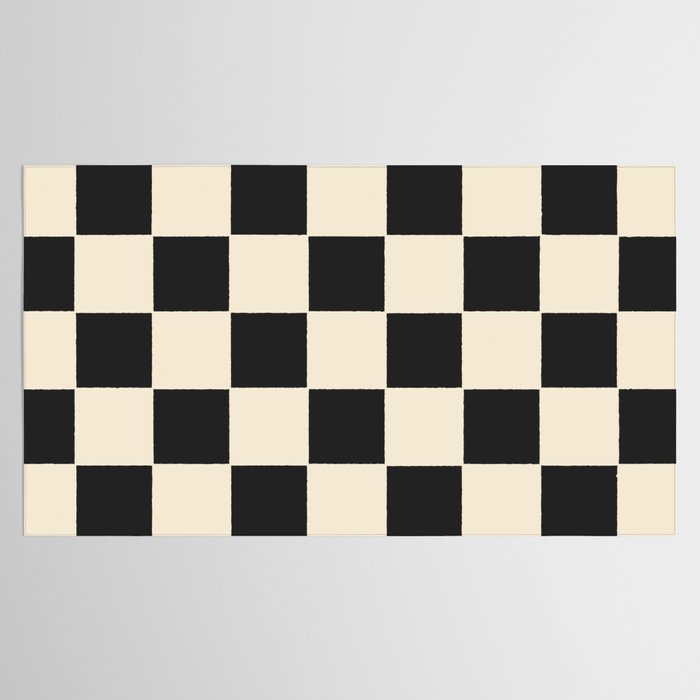 Beige & Black Check, Modern Checkerboard  Tablecloth Gallery Image 2