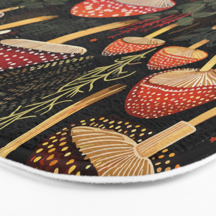 Dark Forest Magic Mushrooms Art Bath Mat Gallery Image 3