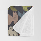 Midcentury Bird Grid (Charcoal) Throw Blanket Gallery Image 3