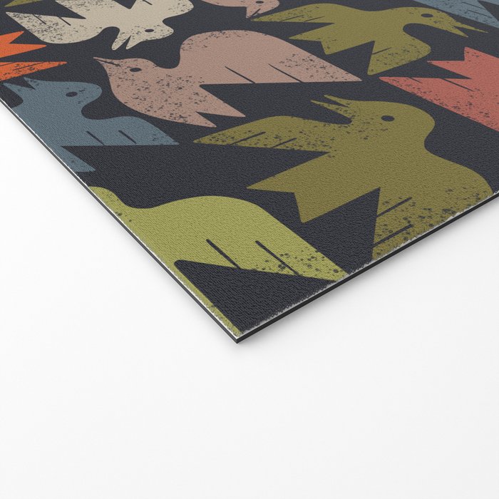 Midcentury Bird Grid (Charcoal) Welcome Mat Gallery Image 2