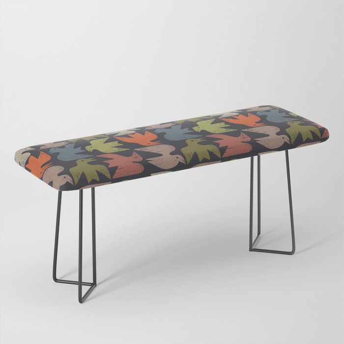 Midcentury Bird Grid (Charcoal) Bench Gallery Image 1