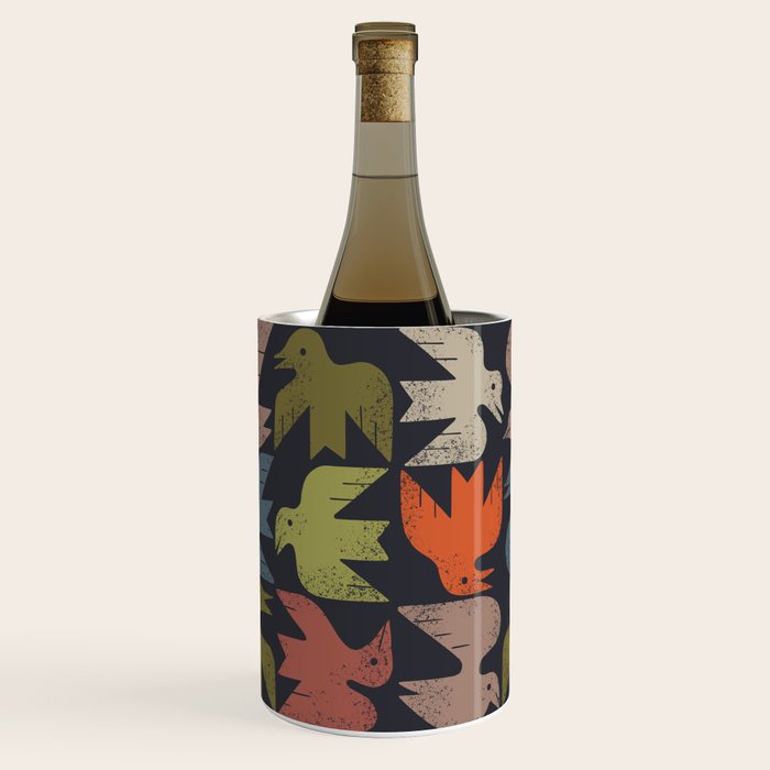 Midcentury Bird Grid (Charcoal) Wine Chiller Gallery Image 3