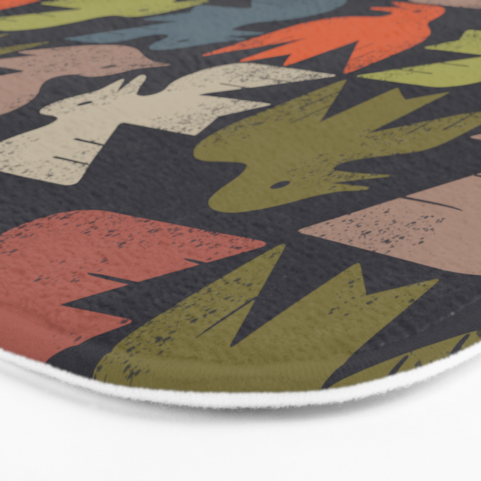 Midcentury Bird Grid (Charcoal) Bath Mat Gallery Image 3