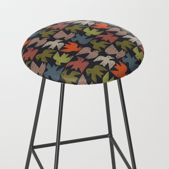 Midcentury Bird Grid (Charcoal) Stool Gallery Image 2