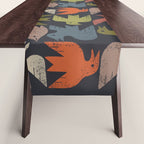 Midcentury Bird Grid (Charcoal) Table Runner Gallery Image 1