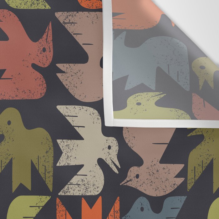 Midcentury Bird Grid (Charcoal) Wall Tapestry Gallery Image 3