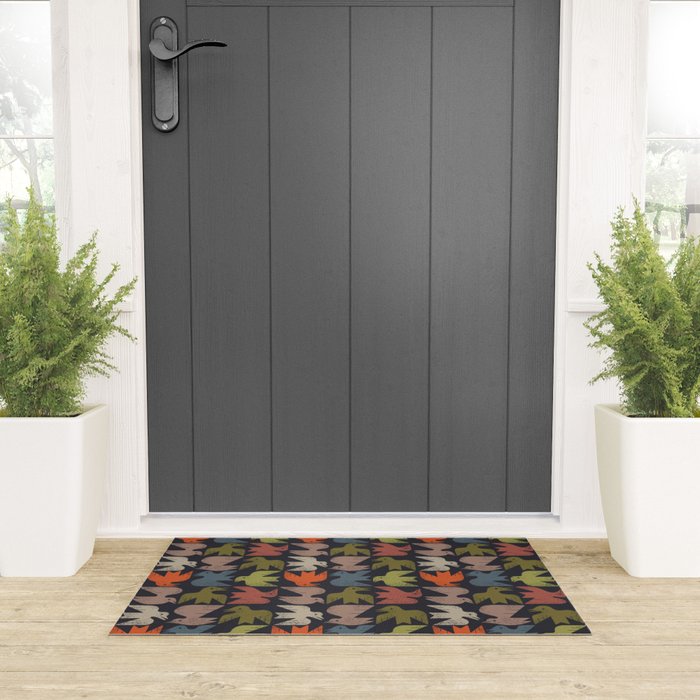 Midcentury Bird Grid (Charcoal) Welcome Mat Gallery Image 3