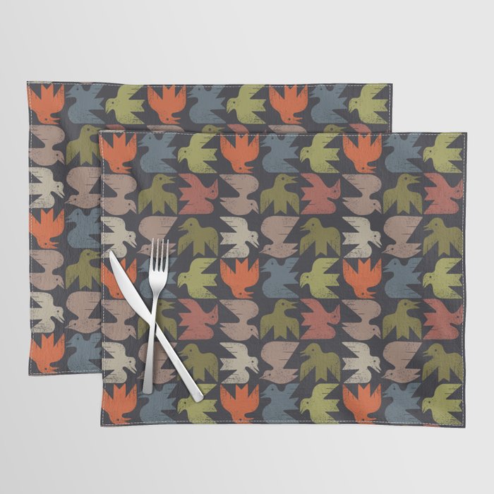Midcentury Bird Grid (Charcoal) Placemat Gallery Image 1