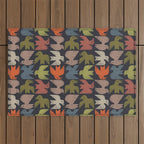 Midcentury Bird Grid (Charcoal) Outdoor Rug Gallery Image 1